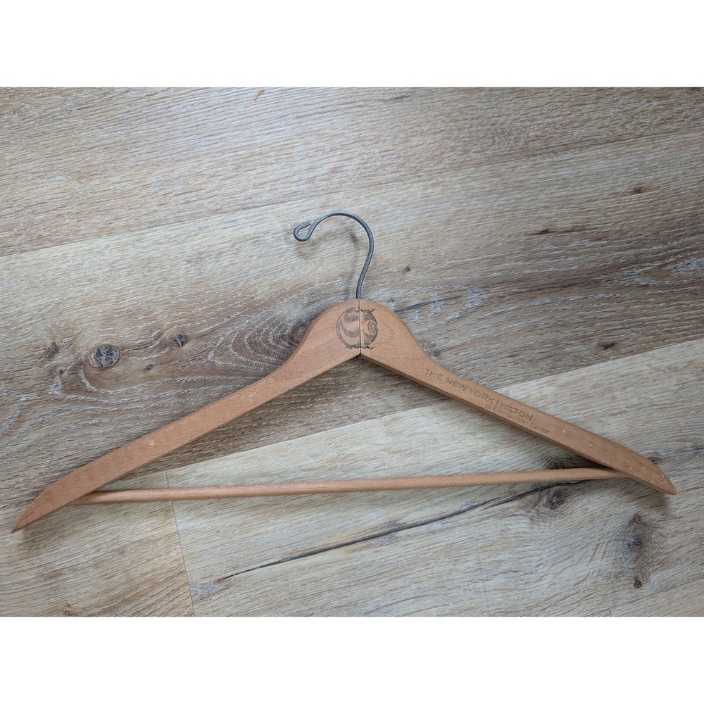 Vintage Wooden New York Hilton Rockefeller Center Advertising Hanger